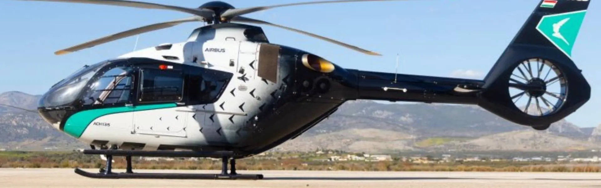 Airbus ACH135 helicopter in Mercedes-AMG Petronas F1 Team special livery operating in Greece for summer 2026 VIP transfers